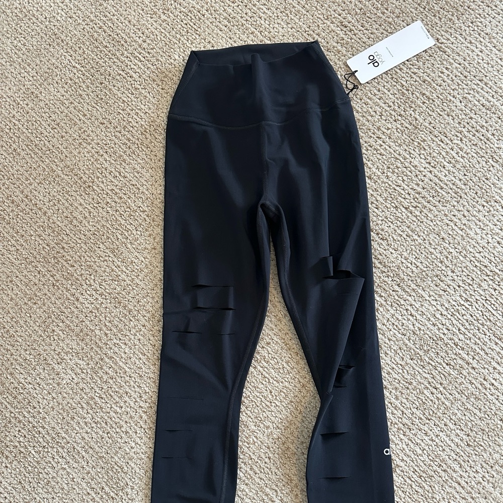 black ripped alo leggings